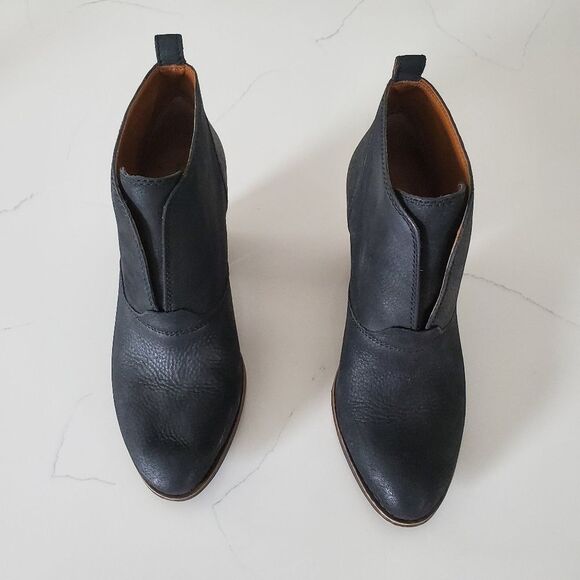Lucky Brand Ellhen Booties Women's Size 8.5 Black Leather Ankle Boots Slip On - Picture 3 of 12